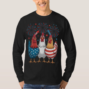 T-shirt Drapeau Chicken USA Patriotique 4 juillet Hommes L