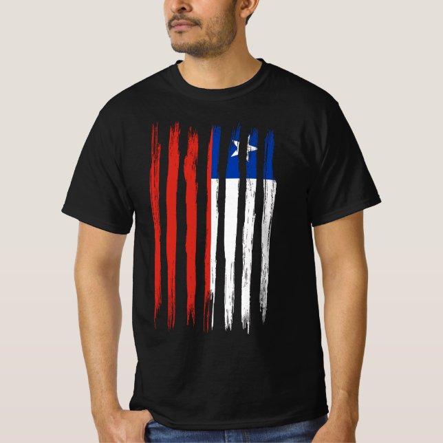 T-shirt Drapeau chilien avec peinture à brosse texturé iso (Devant)