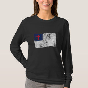 T-shirt Drapeau Christian Distressed Imprimé Rétro Vintage