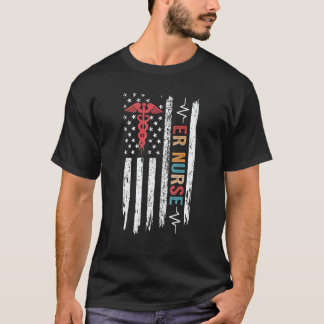 T-shirt Drapeau Classique en Détresse Pour Urgences Er Inf