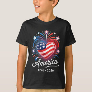 T-shirt Drapeau Cœur 1776 2026 4 juillet 250e anniversaire