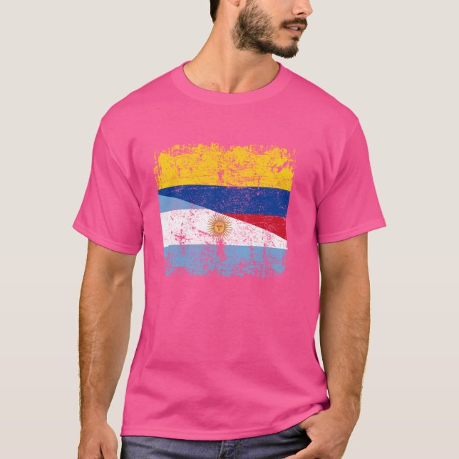 T-shirt Drapeau colombien à moitié argentin Argentine Colo (Devant)
