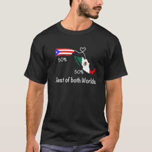 T-shirt Drapeau colombien et mexicain moitié moitié Carte