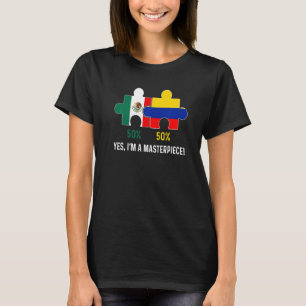 T-shirt Drapeau Colombien Mexicain Moitié Moitié Carte ADN