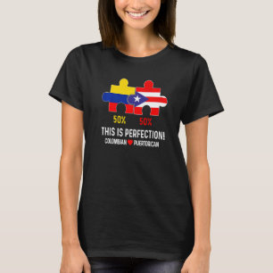 T-shirt Drapeau Colombien Porto-Ricain Moitié Moitié Carte