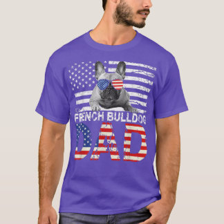 T-shirt Drapeau Cool Français Baby-chien Papa USA Drapeau 