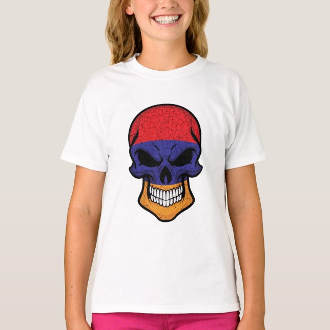 T-shirt Drapeau crâne souriant d'Arménie (Devant)