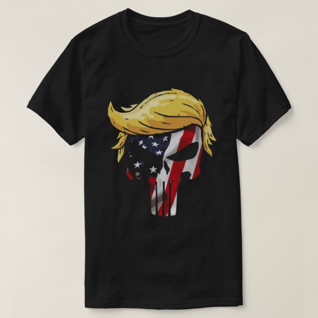 T-shirt drapeau crâne trump (Design devant)