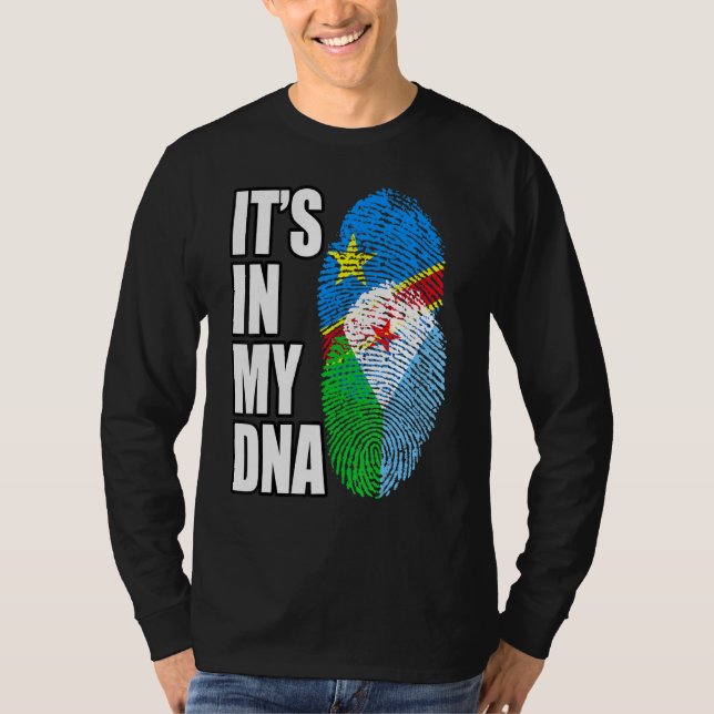 T-shirt Drapeau D'ADN Démocratique Congolais Et Djibouti H (Devant)