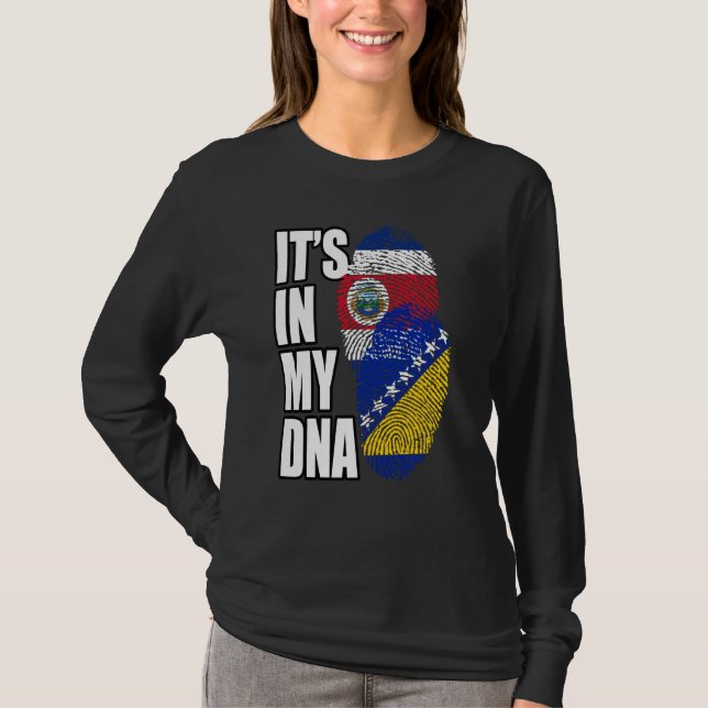 T-shirt Drapeau D'Adn Mélangé De Bosnie Et Du Costa Rica (Devant)