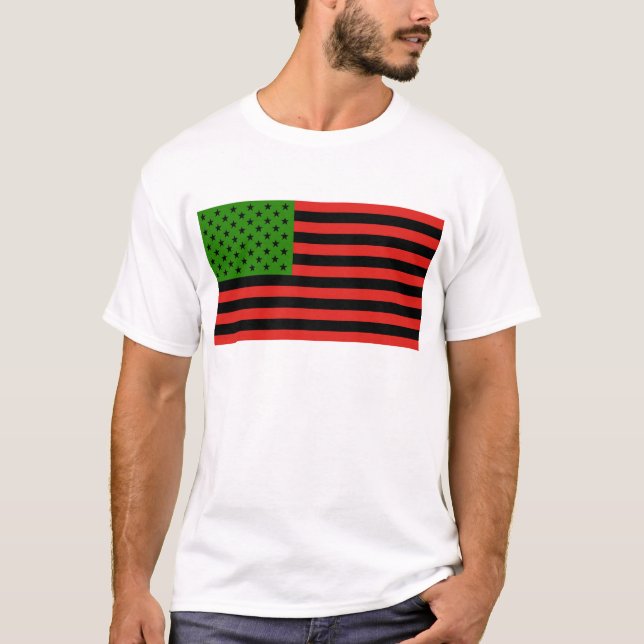 T-shirt Drapeau d'Afro-américain - noir et vert rouges (Devant)