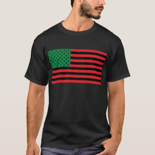 T-shirt Drapeau d'Afro-américain - noir et vert rouges