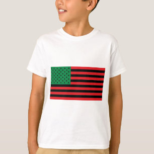 T-shirt Drapeau d'Afro-américain - noir et vert rouges