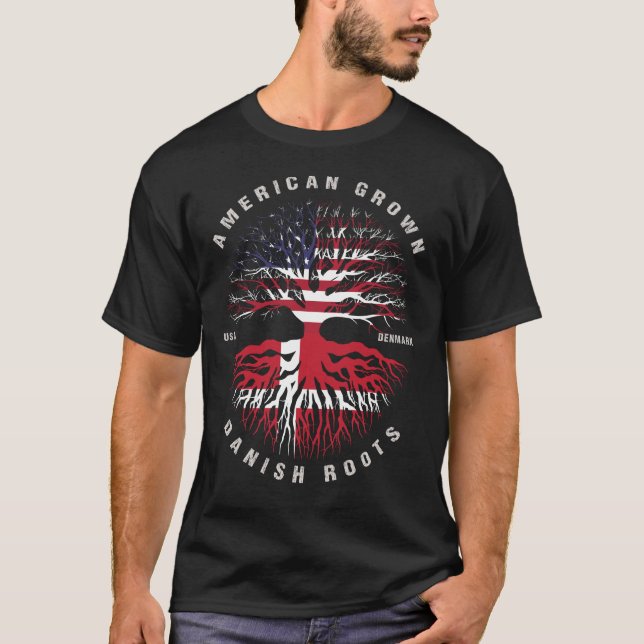 T-shirt Drapeau Danemark américain des racines danoises (Devant)