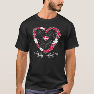 T-shirt Drapeau danois aux coeurs de couleur nationale Dan