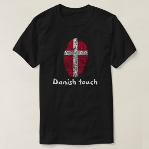 T-shirt Drapeau danois d'empreinte digitale de contact