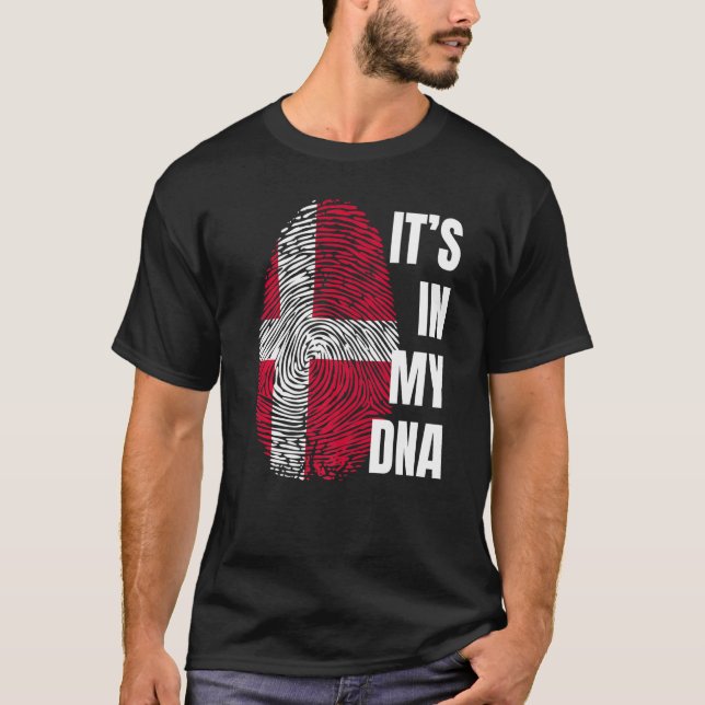 T-shirt Drapeau danois Viking Dna Empreinte d'empreintes d (Devant)