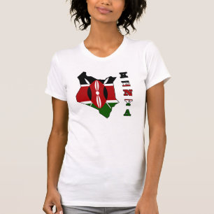 T-shirt Drapeau dans la carte du Kenya