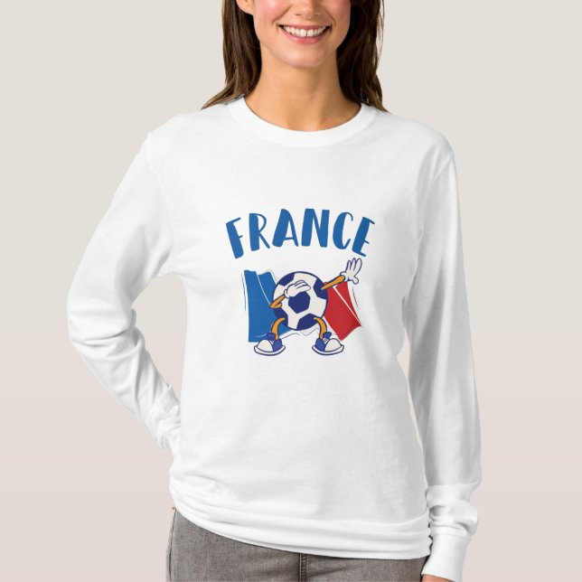 T-shirt Drapeau de balle de soccer en France (Devant)