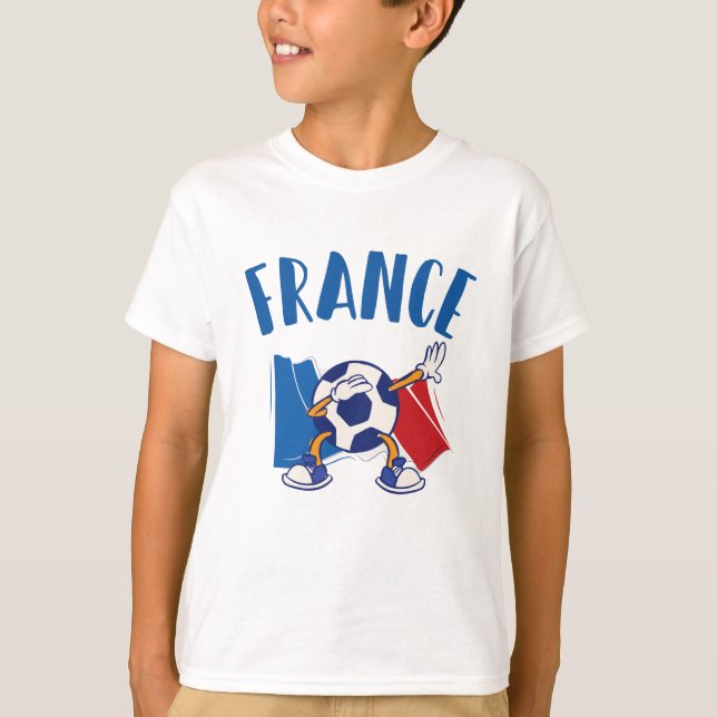 T-shirt Drapeau de balle de soccer en France (Devant)