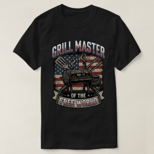 T-shirt Drapeau de barbecue USA Liberté Maître de Barbecue