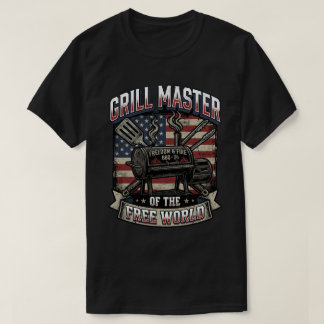 T-shirt Drapeau de barbecue USA Liberté Maître de Barbecue