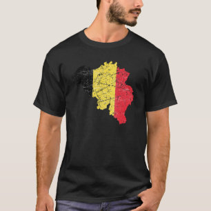 T-shirt Drapeau de Belgique avec carte belge en détresse