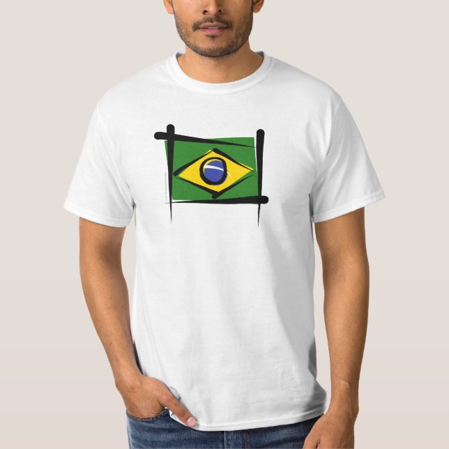 T-shirt Drapeau de brosse du Brésil (Devant)