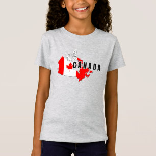 T-Shirt Drapeau de carte de script Canada canadien simple 
