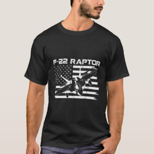 T-shirt Drapeau de chasseur à réaction F-22 Raptor USA Amé