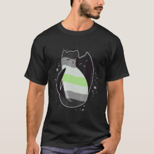 T-shirt Drapeau de chat agender Nonbinaire Trans LGBT Yin