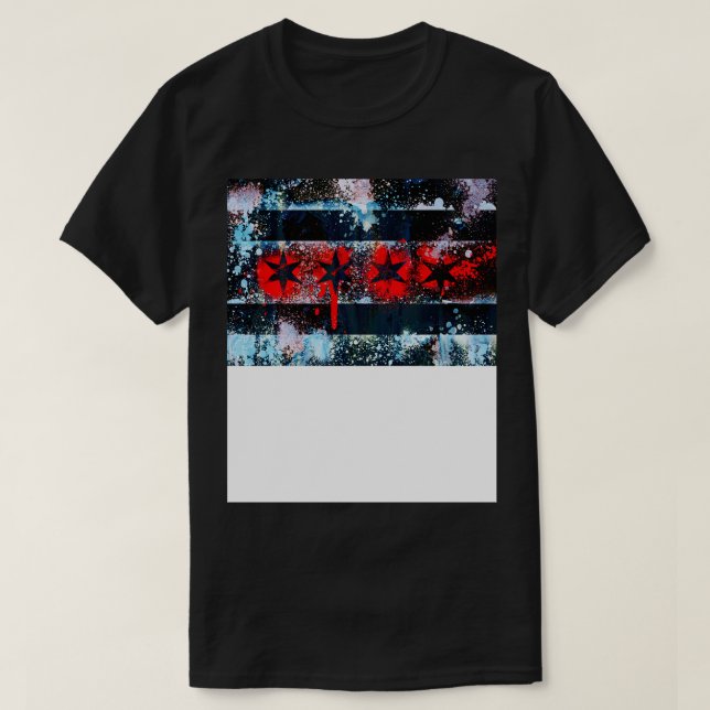 T-shirt Drapeau de Chicago - Peinture de Spray (Design devant)