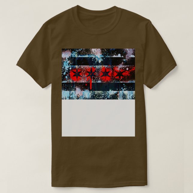 T-shirt Drapeau de Chicago - Peinture de Spray (Design devant)