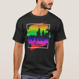T-shirt Drapeau de Chicago Skyline Parade Gay pride LGBT