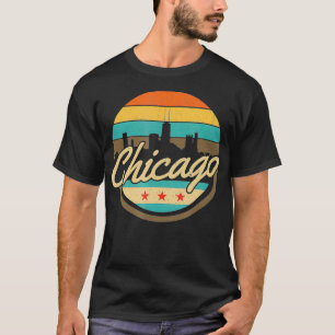 T-shirt drapeau de Chicago Skyline Vintage Illinoi