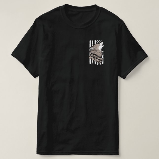 T-shirt Drapeau de Chien Husky Sybérien États-Unis Drôle (Design devant)