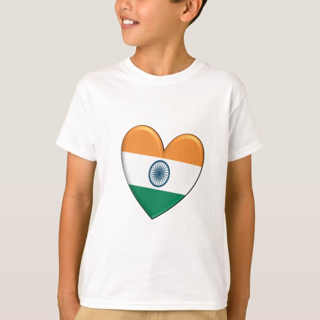 T-shirt Drapeau de coeur de l'Inde (Devant)