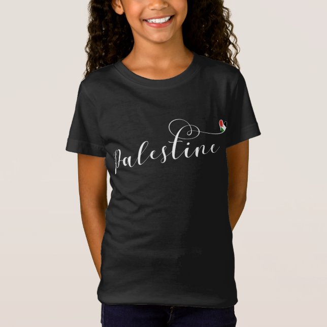 T-Shirt Drapeau de coeur de Palestine, État de Palestine (Devant)