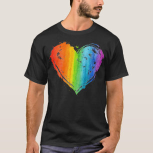 T-shirt Drapeau de coeur LGBT Gay Lesbian Pride