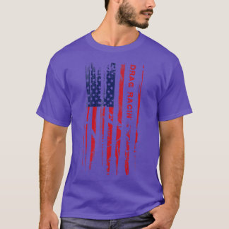 T-shirt Drapeau de course de drag américain Patriote de co