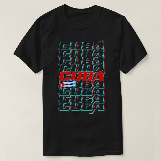 T-shirt Drapeau de Cuba couleur néon (Design devant)