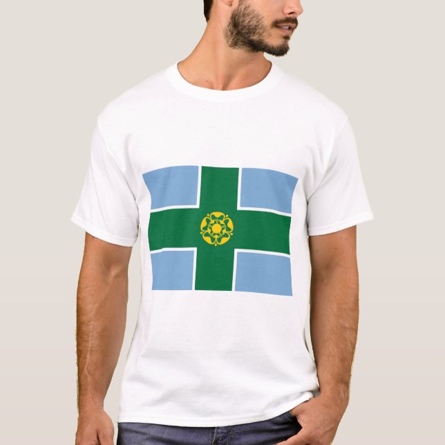 T-shirt Drapeau de Derbyshire (Comté d'Angleterre, Royaume (Devant)