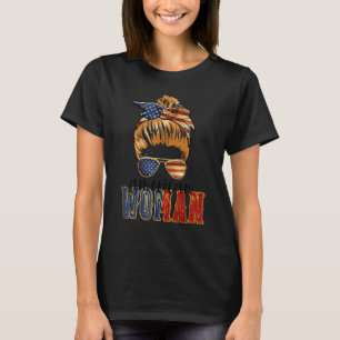 T-shirt Drapeau de femme américaine Imprimer dans les lune