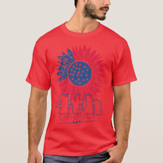 T-shirt Drapeau de Fleurs de Tournesol pour femmes 4 juill