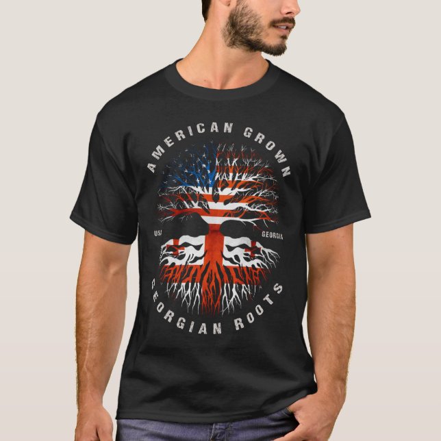 T-shirt Drapeau de Géorgie aux racines géorgiennes grandis (Devant)