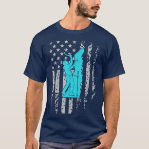 T-shirt Drapeau de glace Escalade américaine Sports d'hive