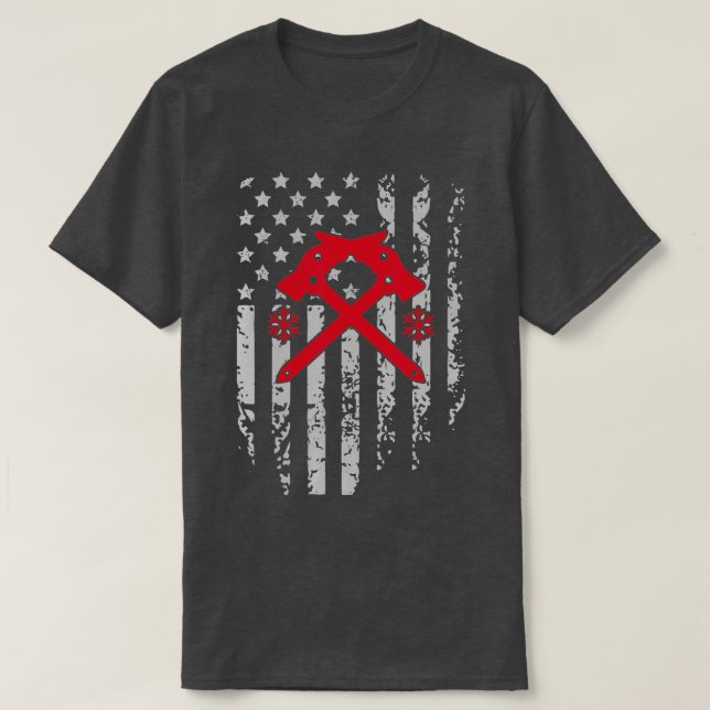 T-shirt Drapeau de glace Escalade américaine Sports d'hive (Design devant)
