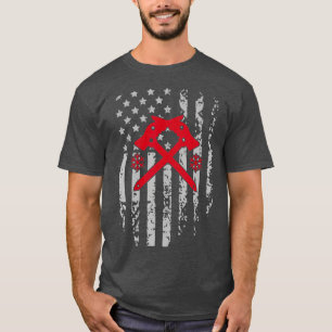 T-shirt Drapeau de glace Escalade américaine Sports d'hive