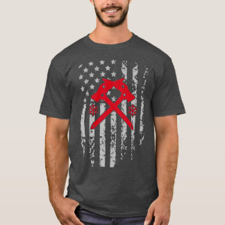 T-shirt Drapeau de glace Escalade américaine Sports d'hive