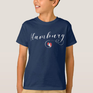 T-shirt Drapeau De Hambourg En Coeur, Allemagne, Hamborg